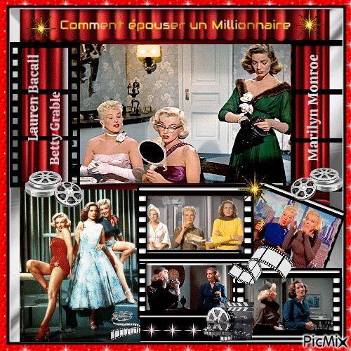 Lauren Bacall, Marilyn Monroe, Betty Grable - GIF animasi gratis