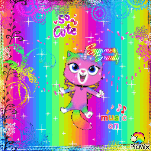 rainbow butterfly unicorn kitty - GIF animé gratuit
