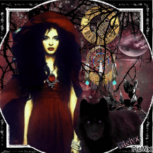 witch and wolf - Ilmainen animoitu GIF