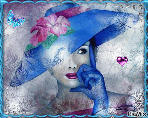 Femme au chapeau - Бесплатный анимированный гифка