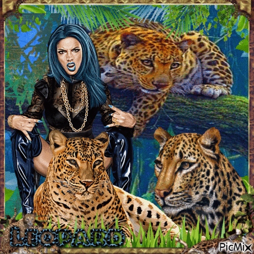 Women with Leopard - Gratis geanimeerde GIF