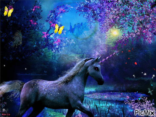 Unicornio azul - GIF animasi gratis