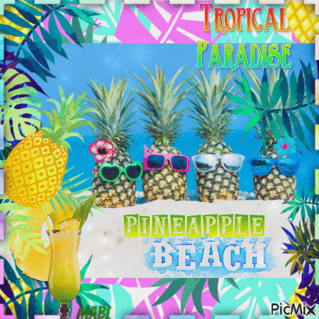 Pineapple Beach - GIF animado grátis