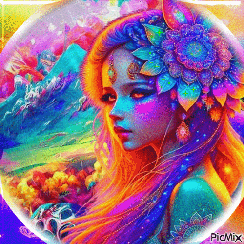 rainbow fantasy woman - GIF เคลื่อนไหวฟรี