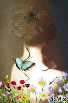 Flores para una mariposa - Besplatni animirani GIF