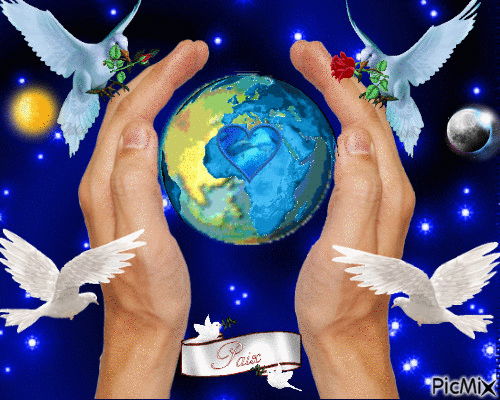 Meditação pela paz no mundo - Free animated GIF