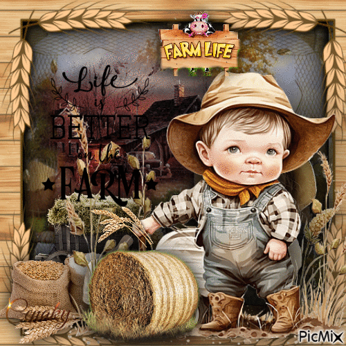 Bébé à la ferme - GIF animado grátis