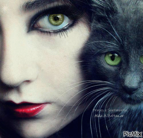La femme et le chat - 免费动画 GIF