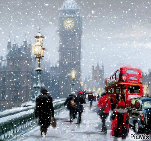 Nieve en Londres - Бесплатный анимированный гифка