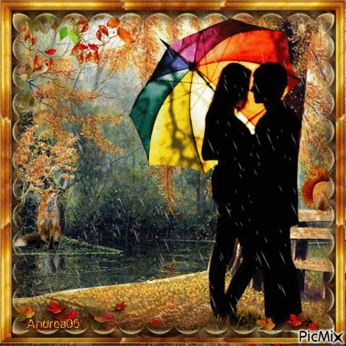Romantic encounter in the rain.../Contest - GIF animé gratuit