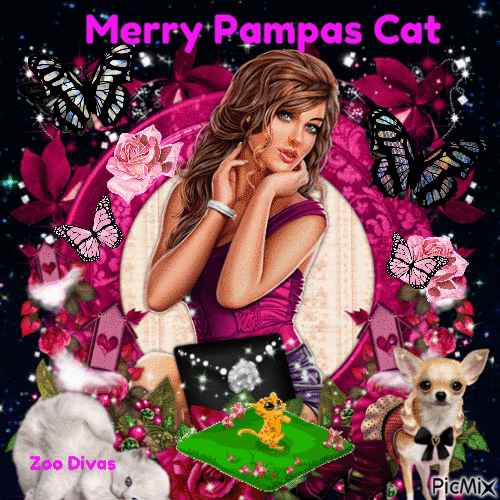 Merry Pampas Cat - GIF animado grátis