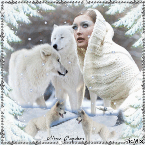 Snow and wolves 🌨 - GIF animé gratuit