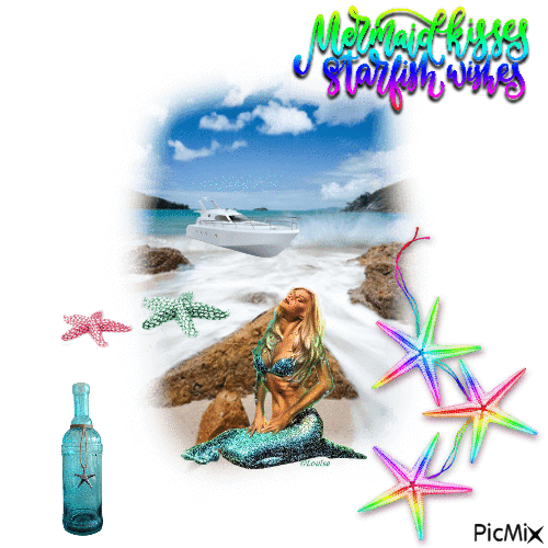 Mermaid Kisses An Starfish Wishes In The South Pacific - Bezmaksas animēts GIF