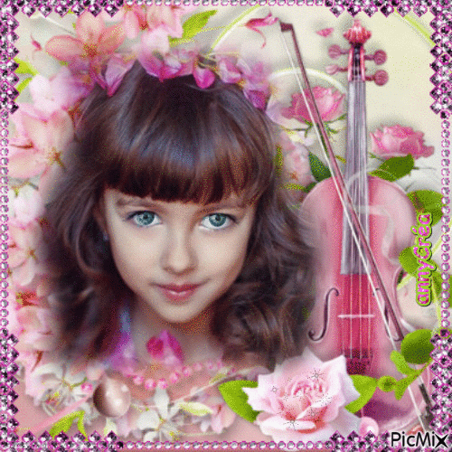 Le violon rose - GIF animé gratuit