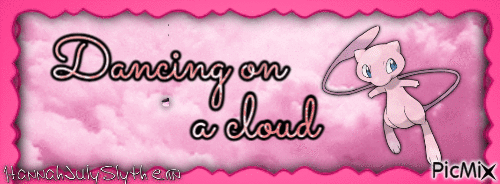 Mew Banner - Dancing on a cloud - Free animated GIF