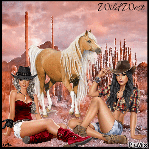 Wild West. Cowgirls - GIF animé gratuit