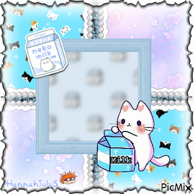 (♥)Cute Kitty with Milk(♥) - GIF animado gratis