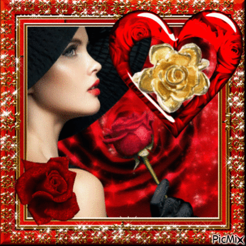 The beauty of roses in red and black - GIF animé gratuit