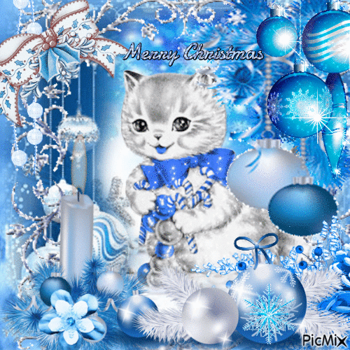 ☆☆MERRY CHRISTMAS BLUE-CAT☆☆ - Zdarma animovaný GIF