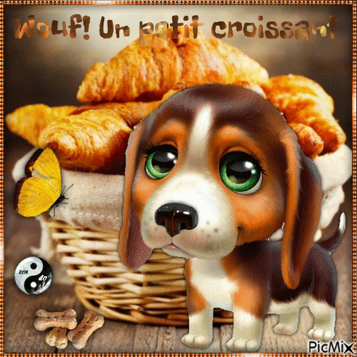 𝚆𝚘𝚞𝚏! Un petit croissant - Бесплатный анимированный гифка