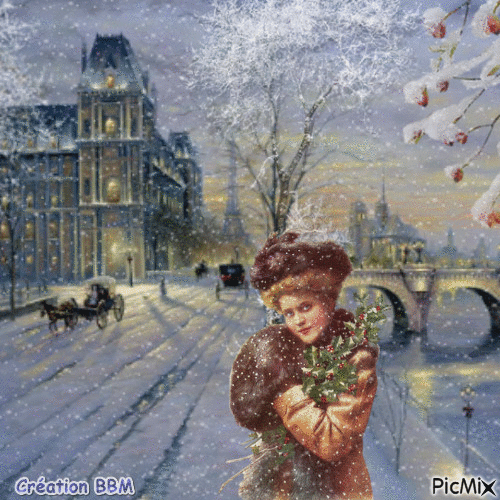 Paris sous la neige par BBM - GIF animé gratuit