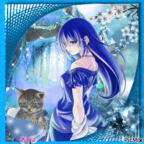Manga bleu avec glitter - Gratis geanimeerde GIF
