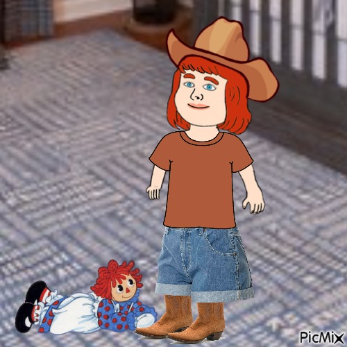 Western baby with Raggedy Ann - zdarma png