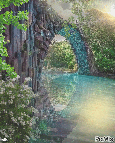 Río bajo el puente - GIF animé gratuit