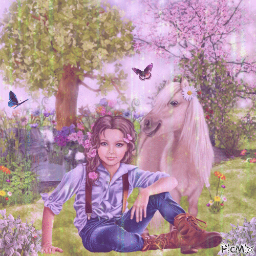 Femme et son cheval - Gratis geanimeerde GIF