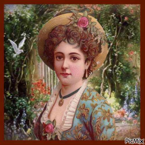 Portrait d'une femme de l'époque victorienne🌹🌼 - 免费动画 GIF