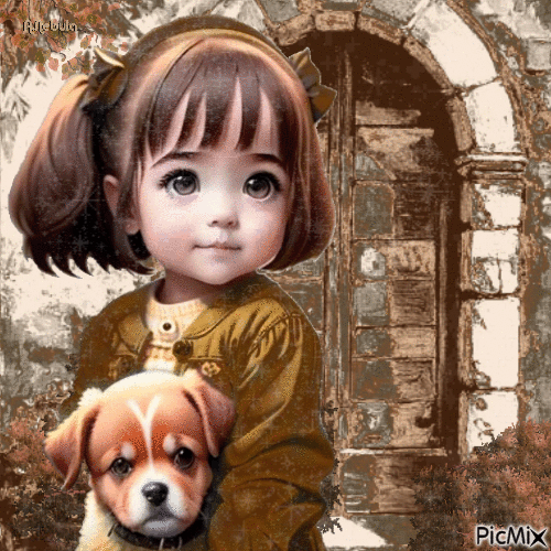 Girl with her dog-contest - Free animated GIF