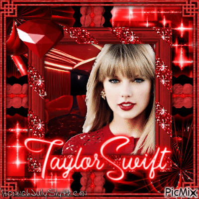 ♦♣♦Portrait of Taylor Swift in Red♦♣♦ - GIF animé gratuit