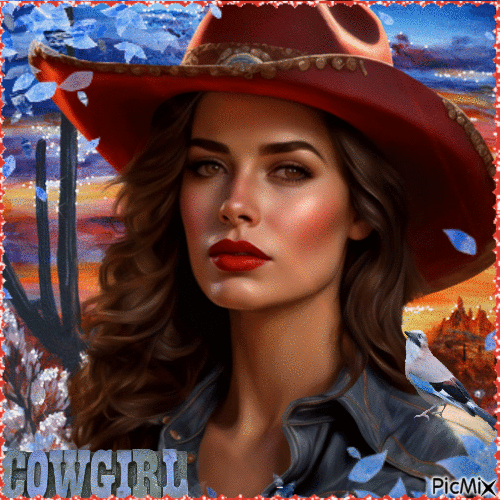 Cowgirl with a touch of fall - Бесплатни анимирани ГИФ