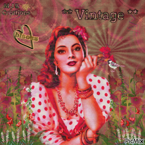 .. Vintage , Fleurie .. M J B Créations - 無料のアニメーション GIF