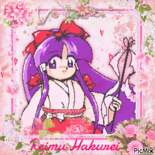 Reimu Hakurei PC98 Touhou Project Cute Pink Cottagecore - GIF animasi gratis