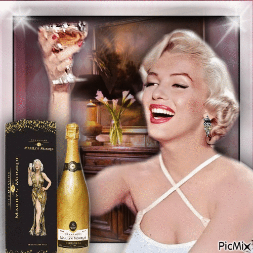 Marilyn Monroe & Champagne - Gratis geanimeerde GIF