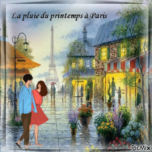La pluie du printemps à Paris - GIF animado grátis