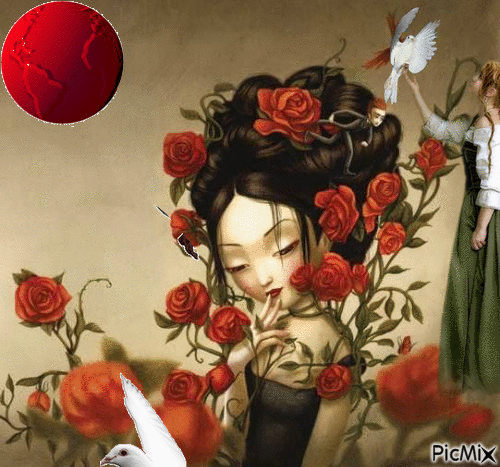 Hacia un mundo de rosas - Безплатен анимиран GIF