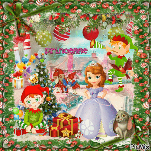 Princesse et ses lutins de Noël - Bezmaksas animēts GIF