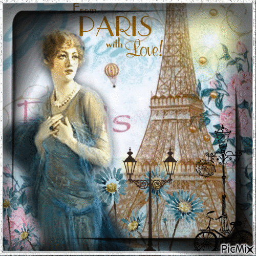 Vintage-Frau in Paris - Бесплатный анимированный гифка