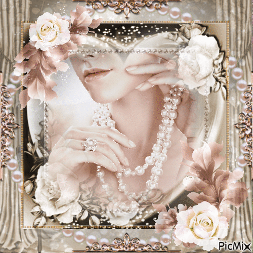 Dame & Perles en beige-rose - Ücretsiz animasyonlu GIF