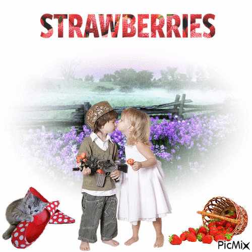 Young Love An Sweet Strawberries - Бесплатный анимированный гифка