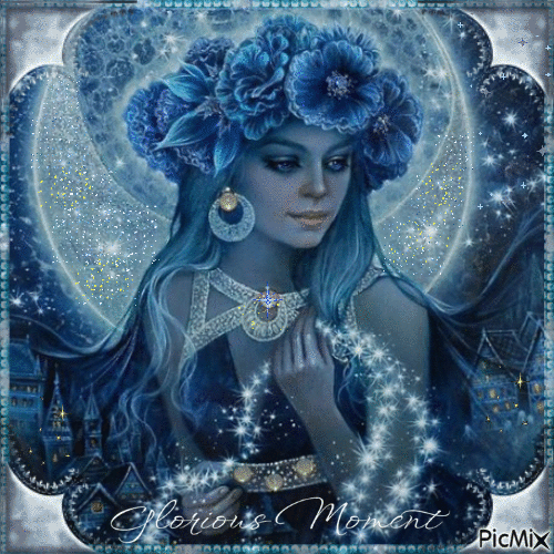 glorious moment blue moon woman - Gratis animerad GIF