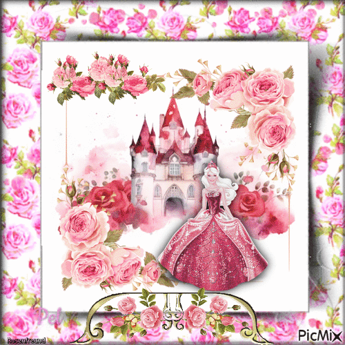 Eine Prinzessin und Rosen - GIF animé gratuit