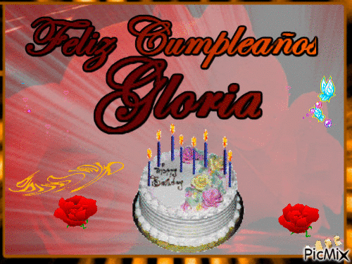 Feliz Cumple Gloria - Darmowy animowany GIF