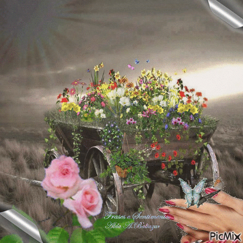 Flower cart - GIF animé gratuit