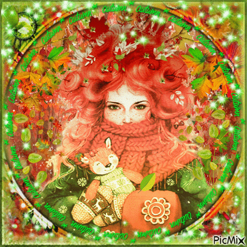 Autumn in red and green - GIF animado grátis