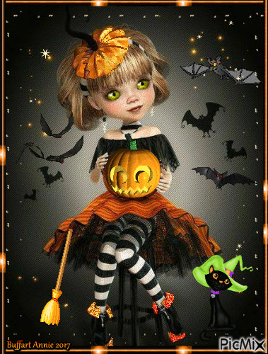 poupée d'halloween - GIF animasi gratis