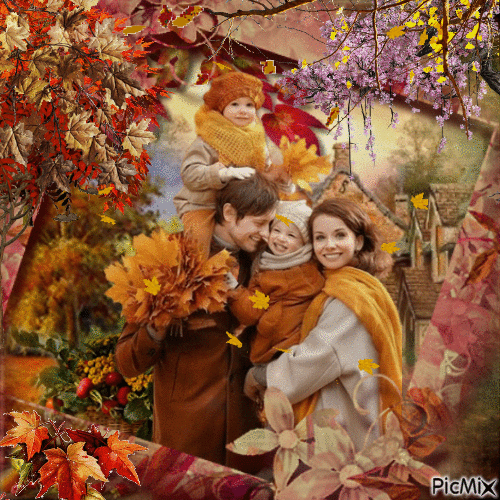 Familia en otoño - Zdarma animovaný GIF