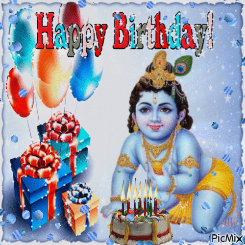 Alles Gute zum Geburtstag Krishna! - Безплатен анимиран GIF
